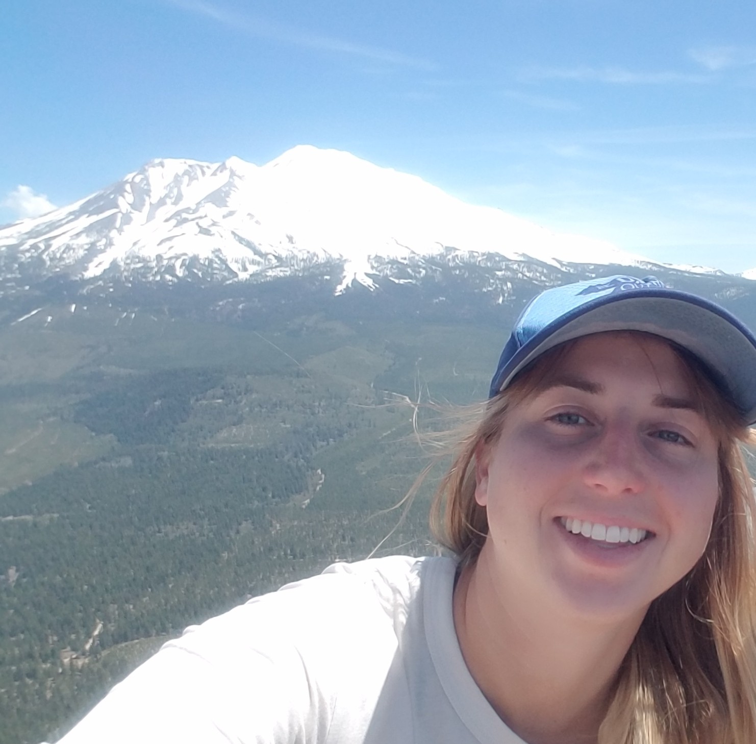 Jordan with a snow-covered Mount Shasta in the background